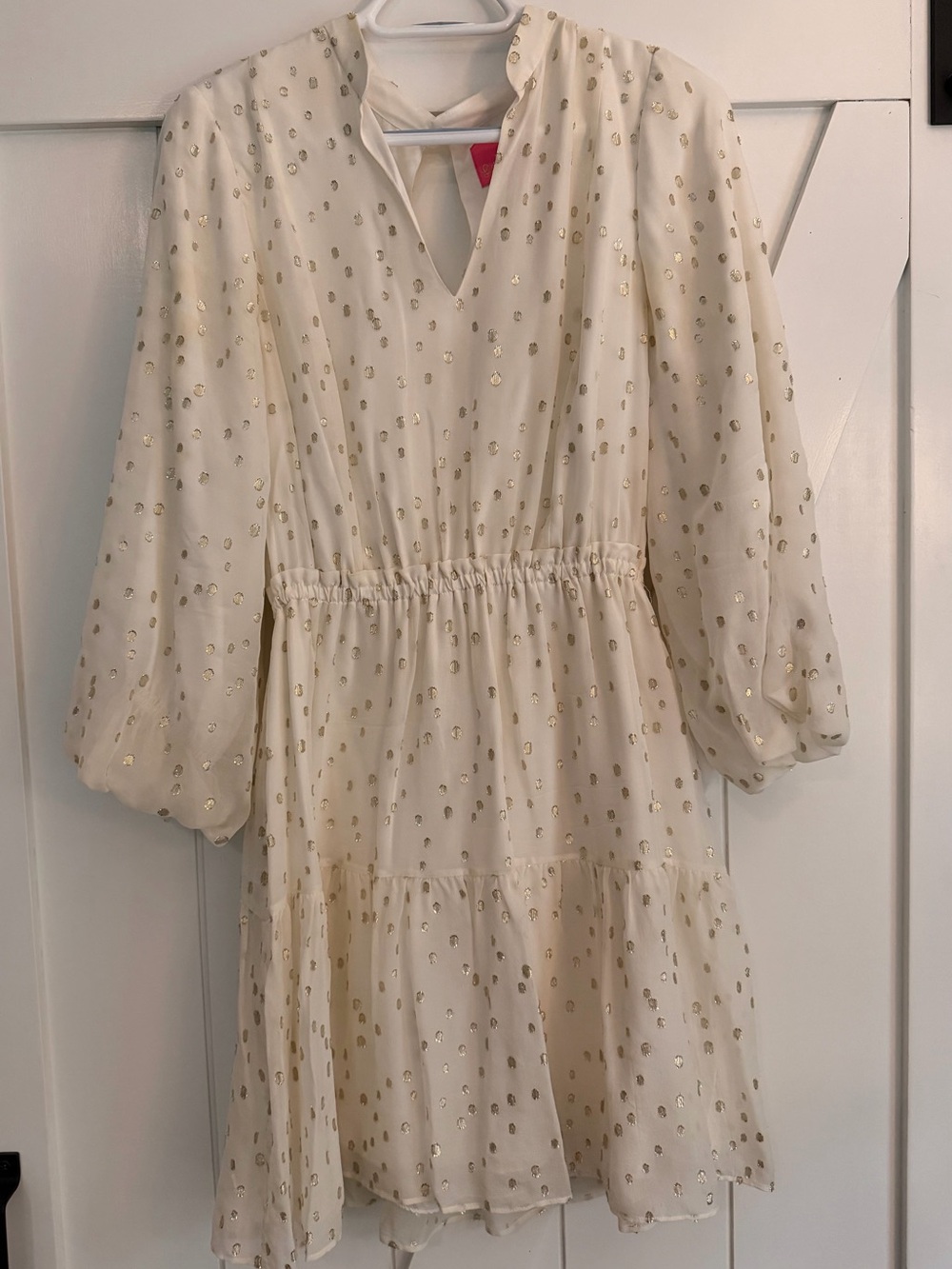 Lilly Pulitzer Cream Dress with Gold Foil Dot Print